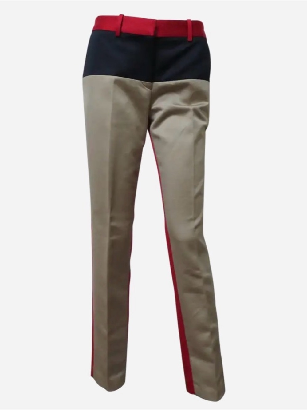 Michael Kors Khaki, Colorblock Cotton Slim Trousers